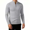 Suéter de Tricô Masculino com Zíper Meio e Manga Longa 2026 Nova Moda Casual Suéter de Manga Longa Cor Sólida Jaqueta Suéter Casual para Homens