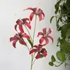 5 Cabezas de Lirios Dorados Artificiales para Arreglos Florales de Salón de Bodas, Flores Falsas para Decoración, Flores Artificiales de Lirios Dorados de 5 Cabezas 3D al por Mayor