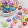 Dingyi 10mm Contas Arco-Íris Coloridas Galvanizadas com Listras Coloridas Contas de Resina com Furo Contas Soltas Contas Espaçadoras Pulseira DIY Acessórios de Joias