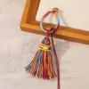 Nudo de diamante borla cuerda trenzada colorida correa llavero colgante de bolsa accesorio DIY estilo étnico colgante de borla al por mayor