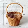 Cesta tejida de ratán hecha a mano para hombre, mini cesta de plástico imitación ratán, cesta decorativa DIY para arreglos florales, cesta con salida de aire para flores eternas