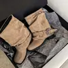 Botas de Pantalón con Hebilla para Mujer, Botas Individuales de Pierna Ancha, Nuevas Botas Cortas de Punta Cuadrada con Tacón Medio Grueso, Estilo Dulce y Fresco, para Otoño e Invierno