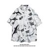 Camisa Estilo Hong Kong para Hombre Marca Trendy Ins Guapo Holgada Manga Corta Floral Estilo Coreano Trendy Casual Verano Chaqueta Delgada