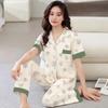 Pijama de Imitación de Algodón para Mujer Verano Nuevo Pantalones Cortos Sencillos Florales Ropa de Casa para Madres de Mediana Edad Traje de Talla Grande Venta al por Mayor