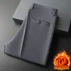 Calças casuais masculinas de outono e inverno para exportação de comércio exterior, anti-rugas, soltas, cintura alta, perna reta, calças compridas para homens de meia-idade e idosos