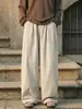 Pantalones Casuales de Algodón Puro con Caída Estilo Retro Americano Han Lu para Hombre Otoño Textura Lavada Vieja Pierna Recta Holgada Pantalones Largos