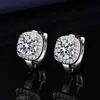 Pendientes de Botón Imitación Moissanita de Moda para Mujer, Pendientes de Plata de Ley S925 con Zirconia en Forma de Corazón, Seis Garras, Estilo Ins