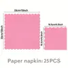 En Stock Encaje Borde Rosa Fiesta de Cumpleaños Platos de Papel Vajilla Desechable Platos de Papel Vasos de Papel Servilletas de Papel Cuchillo Tenedor Cuchara Suministros