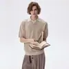 Estilo Nuevo de Verano Transfronterizo Simple Holgado Moda Negocios Camisa Polo Cuello Americano Tejido de Punto Color Sólido Top de Manga Corta