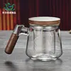 Venta Directa de Fábrica Juego de Té de Tres Piezas Resistente al Calor Aislado con Filtro, Tapa de Madera, Antiexplosión, Juego de Té Espesado en Estilo Retro