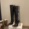 Botas altas hasta la rodilla para mujer petite 2026, botas elásticas, efecto adelgazante, botas de tacón alto, botas largas de tacón fino, nuevo estilo para mujer