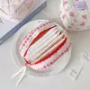 Estuche cuadrado de algodón acolchado con estampado floral estilo coreano para niñas, bolsa de almacenamiento para labiales y cables de datos, monedero portátil para estudiantes