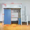 Cama con Estructura de Hierro y Escritorio Integrado, Adecuada para Dormitorios de Personal, Camas de Apartamento y Litera de Acero para Estudiantes