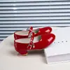 Zapatos de tacón alto dulces y sencillos para niñas, zapatos pequeños de cuero retro francés, zapatos de Mary Jane de punta redonda para niños, zapatos de princesa para niños pequeños