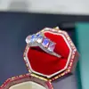 Anillo de Plata de Ley S925 con Piedra Lunar Natural para Mujer 3x 5mm Luz de Luna Azul Retro Lujo Banquetes Elegante Elegante Anillo