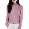 Suéter de Tricô Fino de Lã Feminino Gola Alta Meia Manga Cor Sólida Manga Longa Solto Camisa Base Top Outono/Inverno 2026