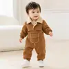 2026 Invierno Nuevo Estilo Unisex Niños Mono con Capucha Forrado de Piel Traje Gateador para Bebé Ropa Exterior Monopieza Gateador
