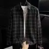 Camisa a cuadros retro estilo americano, camisa casual de manga larga holgada para hombre para primavera/otoño, cárdigan versátil, prenda exterior para pareja