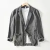 Ropa de Hombre Transfronteriza El Popular Traje Casual para Hombre de Amazon Chaqueta de Una Sola Capa Color Sólido Algodón y Lino Moda Casual Tops para Hombre