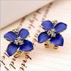 B550 Pendientes vintage de camelia negra con flor eterna de diamante, pequeños y sencillos, para mujer