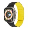 Adequado para Pulseiras de Relógio Apple iWatch Gerações S1-S10 com Textura de Couro, Sucção Magnética, Silicone Esportivo, Pulseiras de Relógio Inteligente em Cores Contrastantes