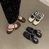 Sandalias francesas de tacón alto con punta para mujer, novedad de verano 2024, zapatos Mary Jane de tacón grueso, zapatos de hada con viento para tarde en la noche.