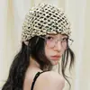 Gorro de Lentejuelas Estilo Coreano para Mujer, Moda Tejido Hueco Sombrero para la Cabeza, Sombrero Delgado Transpirable de Primavera y Verano que Hace que la Cara Parezca Más Pequeña