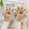 Guantes de pata de gato de invierno para niños y niñas, forro polar, engrosados, cálidos, para estudiantes de secundaria, niños, padres e hijos, pata de oso, pata de gato, versátiles