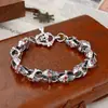 Nova Marca de Moda Caveira Agressiva 925 Prata Punk Personalidade Hip Hop Masculino e Feminino Casal Diablo Pulseira de Moda