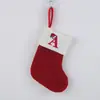 Calcetín de Navidad de letras rojas clásico calcetines de Navidad tejidos calcetines navideños festivos de vacaciones adornos navideños decoración