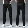 Jeans Preto Cropped de Alta Qualidade para Homens, Ultra-Fino de Verão, Macio, Respirável, Moderno, Versátil, Calça Reta Slim