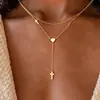 Amazon Transfronterizo Nuevo Collar de Cruz con Diseño Único Gargantilla en Forma de Y Moda Ins Joyería Personalizada Al por Mayor
