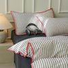 Conjunto de cama de algodão lavado simples escandinavo de quatro peças, colcha listrada de algodão puro, lençóis, conjunto de cama de três peças