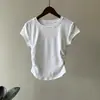 Camiseta de Verão 2026 com Gola Redonda, Manga Curta e Ombros Retos para Mulheres, Cintura Marcada com Franzidos, Emagrecimento, Única e Chique, Estilo Garota Spicy, Top Branco