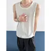 Verano 2026 Nuevo Chaleco sin Mangas Elástico Texturizado de Hielo de Moda para Hombre, Camiseta sin Mangas Deportiva de Corte Holgado, Talla Grande de Moda