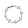 Pulsera Estilo Hip-Hop Europeo y Americano de 11 mm con Trébol de Cuatro Hojas Completo de Circonita, Pulsera de Trébol de la Suerte Versátil Personalizada, Venta Directa del Fabricante