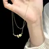 Colar Tulipa de Pérola Estilo Coreano em Aço Titânio para Mulheres Ins Francês Acessível Luxo Design de Nicho Corrente de Clavícula Versátil de Alta Qualidade