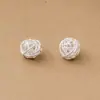 Cuentas espaciadoras de bola hueca de alambre plateado liso enrollado, plata S925, cuentas sueltas irregulares hechas a mano con alambre de plata, accesorios para hacer joyas DIY