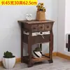Mesita de noche retro pastoral, pequeño armario simple de madera maciza, armario de almacenamiento estrecho de ratán envejecido de 40 cm, armario con cajones multifuncional