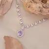 Collar Colgante de Topacio Natural, Citrino y Amatista para Mujer, Joyería de Cadena con Conjunto de Gemas de Plata de Ley S925, Artículo Popular para Transmisión en Vivo