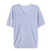 Blusa de Tricô Tendência Estilo Mãe de Manga Curta para Mulheres, Nova Moda Verão 2026, Camiseta Elegante e Versátil para Meia-Idade