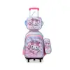 Venta al por mayor transfronteriza de Mochilas Escolares con Estampado de Flores de Dibujos Animados para Estudiantes de Primaria de Grados 1-6, Juego de Tres Piezas de Mochilas Infantiles