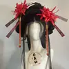 Grampo de cabelo de caveira e lírio-aranha com atmosfera sombria, acessório de cabelo para Hanfu, presilha de cabelo de alto valor, realista e elegante