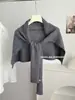 Chal de Lana 100% de Color Sólido con Forma de T para Mujer, Ropa de Abrigo para Otoño e Invierno, Calentador de Cuello Anudado, Chaleco, Bufanda Cálida, Fabricante Transfronterizo