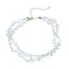 Amazon Moda Transfronteriza Collar Irregular de Piedra Triturada Cadena de Clavícula con Cuentas de Vidrio de Alto Temperamento para Mujer