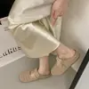 Sandalias Abiertas con Lazo, Pantuflas Estilo Birkenstock para Mujer, Nuevas Medias Pantuflas de Punto Hueco Verano 2025 con Aumento Interno de Altura y Perlas
