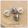 Plata S925 Rombo Corte Trilateral Cuentas de Transferencia Lisas de Plata Pulsera de Plata Cuentas Espaciadoras Accesorios de Plata Tailandesa para DIY