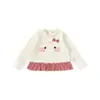 Ropa infantil marca G, top para niña, colección de otoño, top para bebé niña, diseño de retazos de encaje, cuello redondo, linda camiseta de manga larga para niños