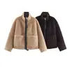 Comércio Exterior Transfronteiriço Roupas Femininas Outono e Inverno 2025 Estilo Europeu e Americano Jaqueta de Pele Sintética com Gola Alta e Manga Longa para Mulheres F611877