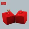 9Hrtp Soporte para Pendientes de Terciopelo Rojo Soporte de Exhibición de Joyería de Terciopelo Pendientes Colgador Creativo de Hoja Pendientes Pequeños Adornos